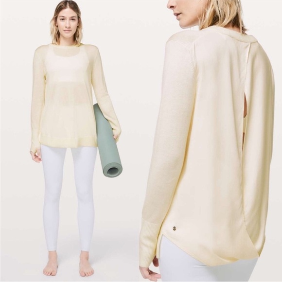 Lululemon Still At Ease Open Back Off White Ivory Cream Sweater Size M no sz tag - Picture 1 of 9